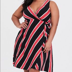 Black Striped Torrid Wrap Dress